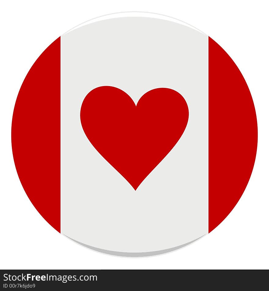 Vector illustration of icon of canadian flag with heart instead of leaf. Vector illustration of icon of canadian flag with heart instead of leaf