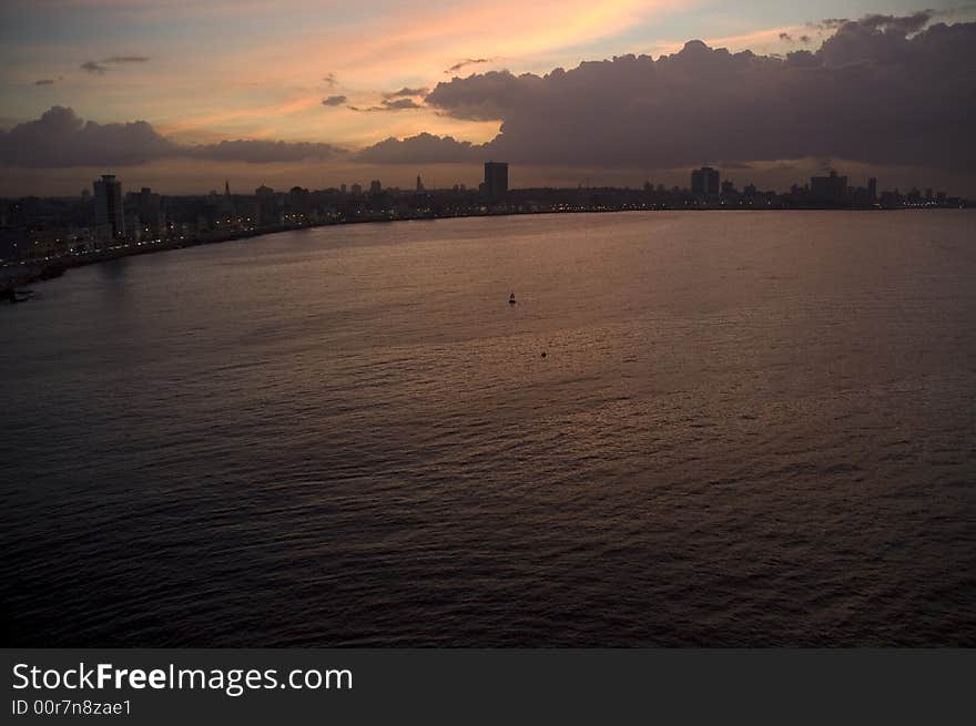 Dramatic sunset on Havana skyline. Dramatic sunset on Havana skyline