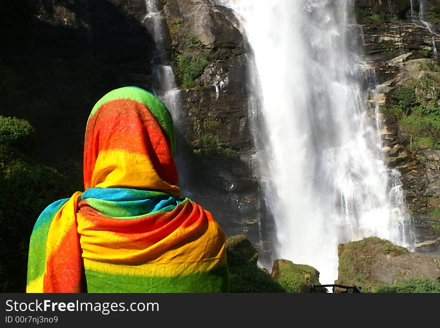 Beautiful water fall in nature