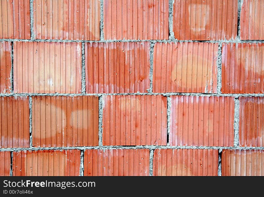 A detail of a brick wall