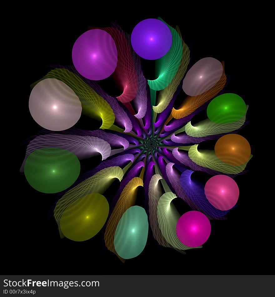 Abstract fractal image resembling a transparent whirligig spiral. Abstract fractal image resembling a transparent whirligig spiral