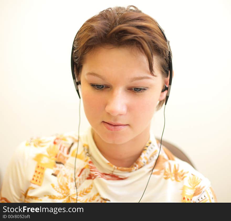 Girl listening music with headphones #1