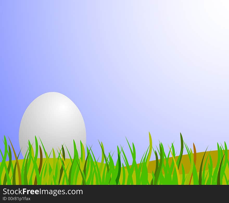 Easter egg on the grass, vector illustration