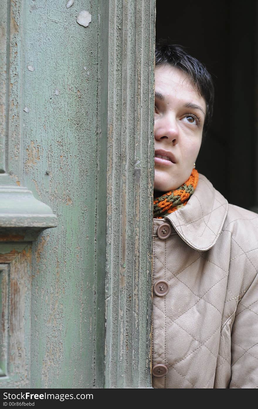 A view with a woman looking  thoughtful