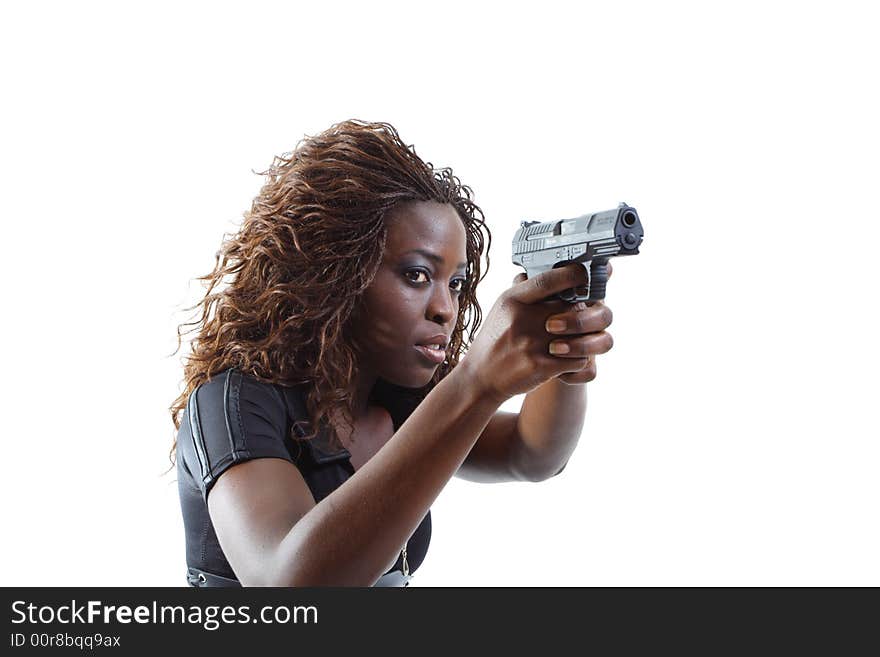 Woman Aiming a Gun