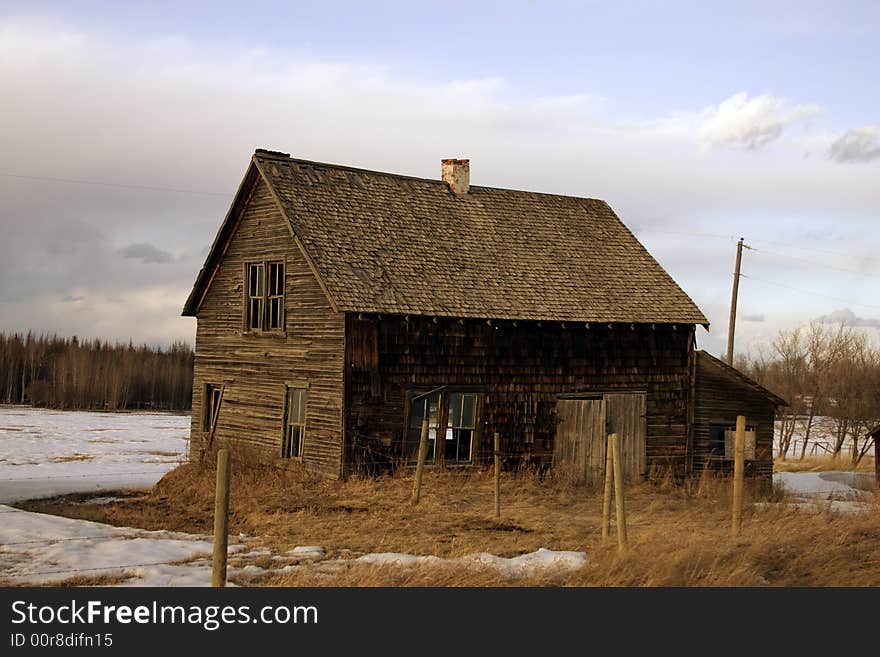 An abandoned homestead on the Canadian prairies.