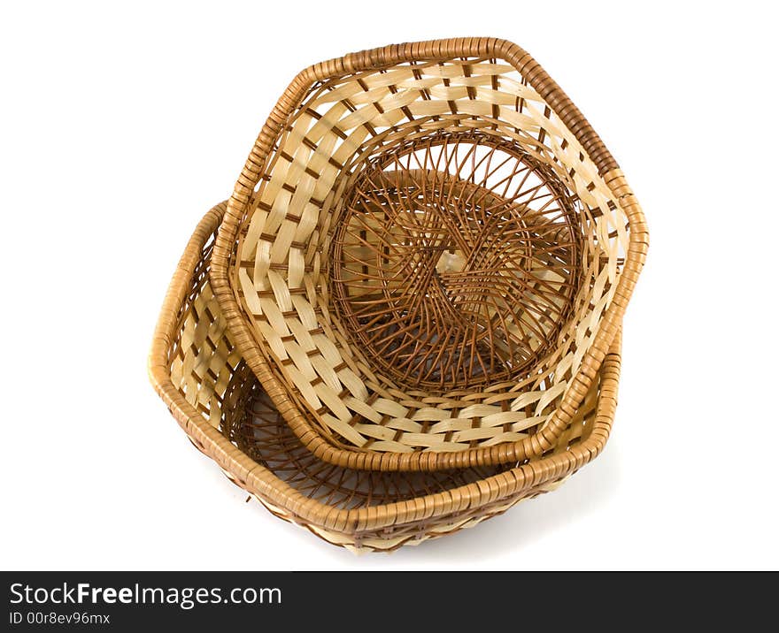 Two isolated baskets (cribs) on white background. Two isolated baskets (cribs) on white background