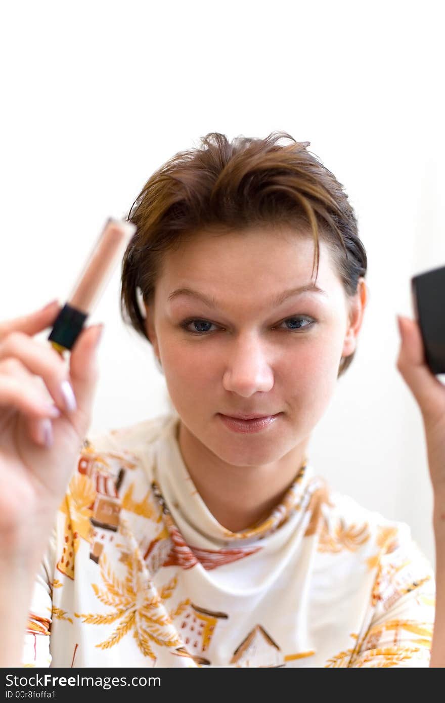 Woman Preparing To Make-up