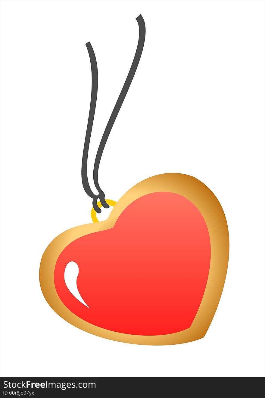 Ornate pendant heart  on a white background. Valentine's illustration.