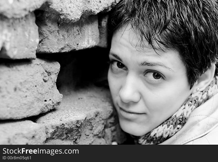 A view with a woman looking  thoughtful