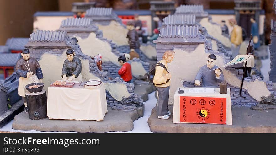 Painted clay figure of old beijing