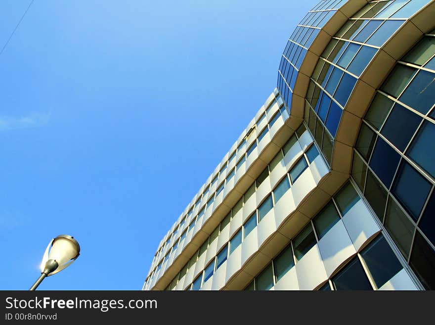 Modern architecture blue building detail.  New work quarter - Buildings officesMilan, Italy. Modern architecture blue building detail.  New work quarter - Buildings officesMilan, Italy