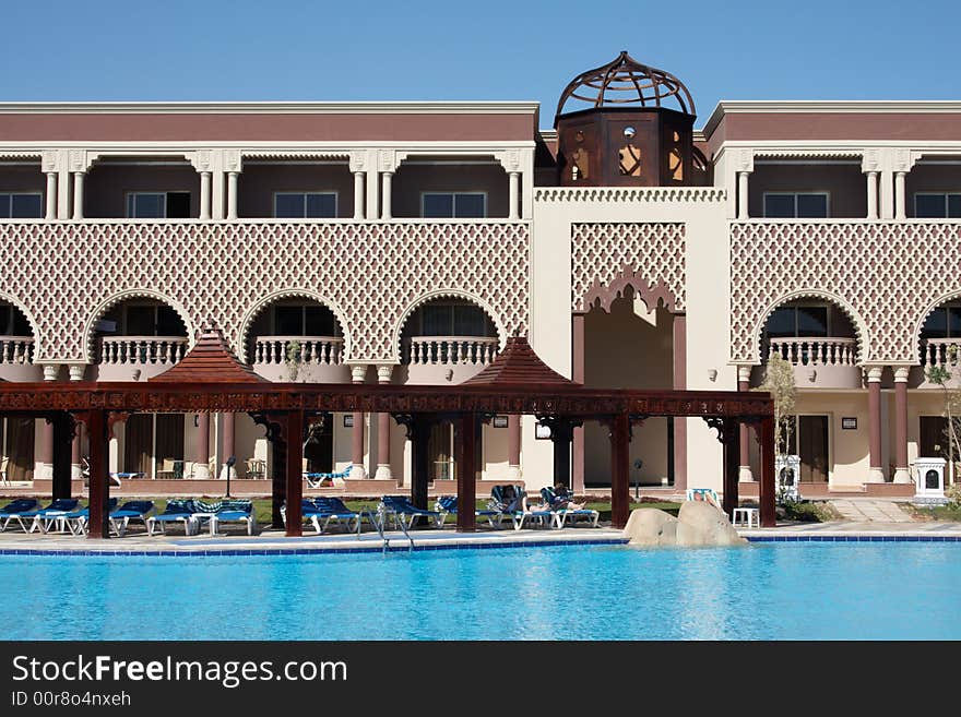 Eastern hotel with swimming pool. Eastern hotel with swimming pool