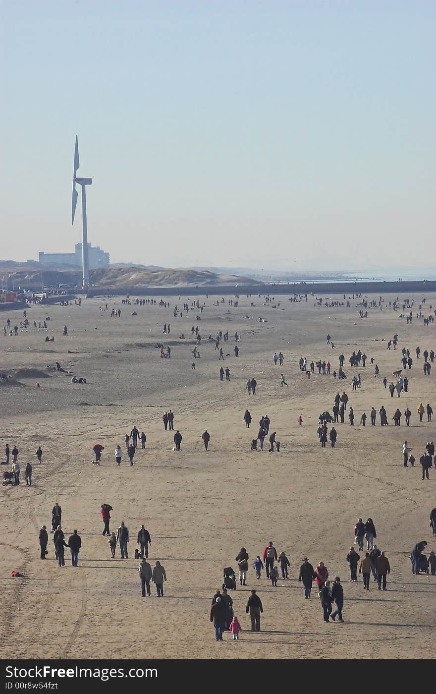 Scheveningen beach in Holland in early spring morning