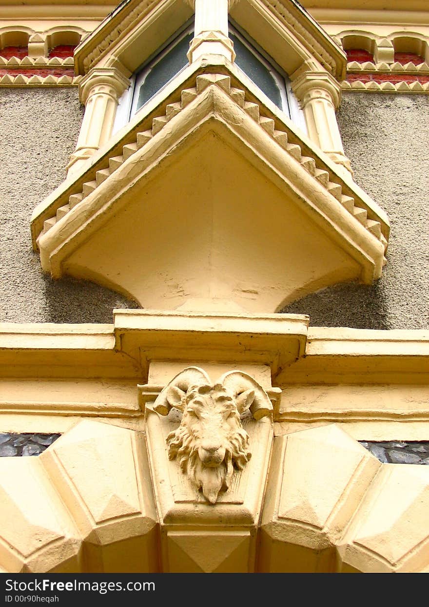 Wall ornament on a historic building in London, England