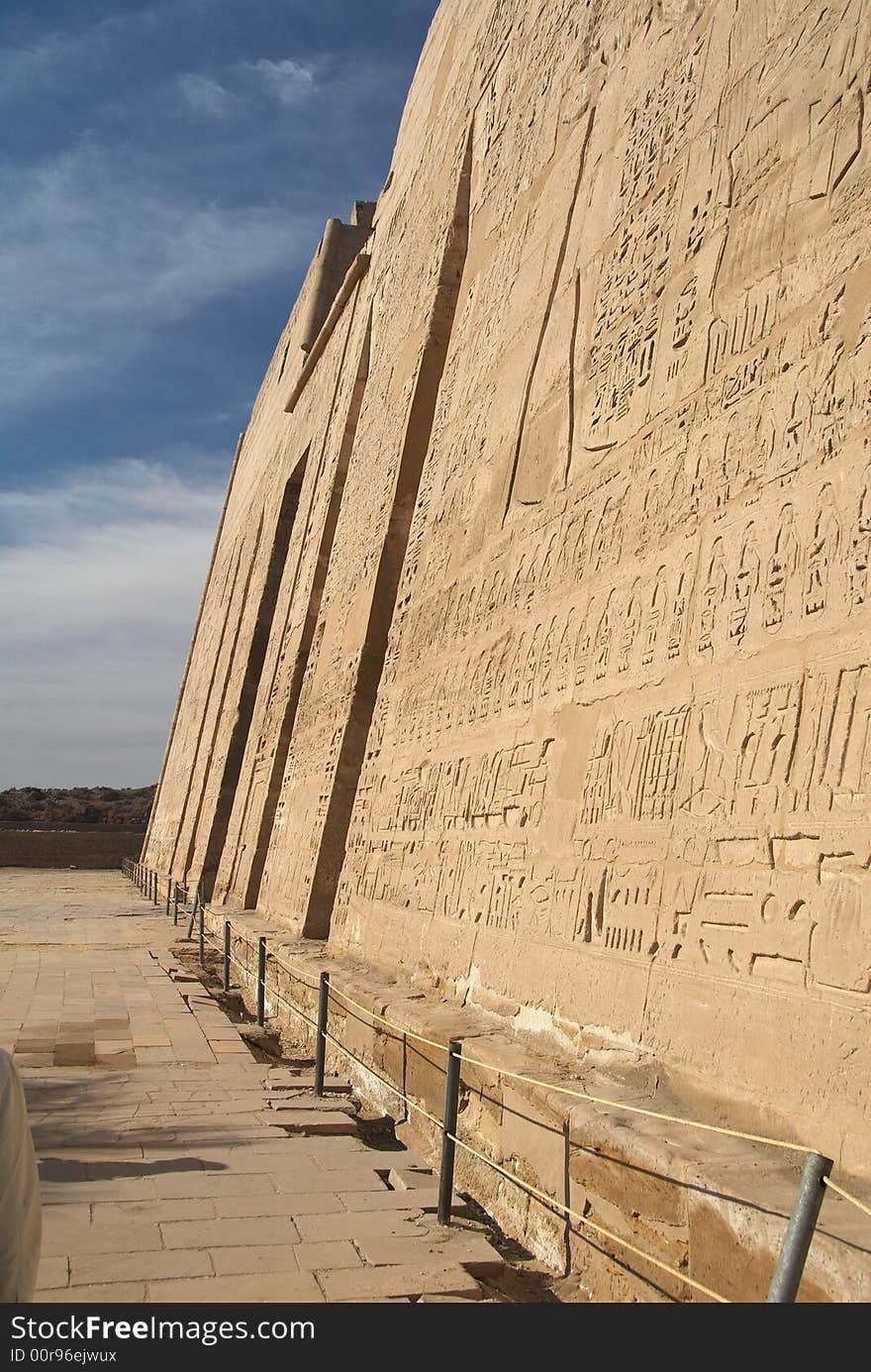 Pylon of Medinet Habu ancient temple, Egypt, Luxor. Pylon of Medinet Habu ancient temple, Egypt, Luxor