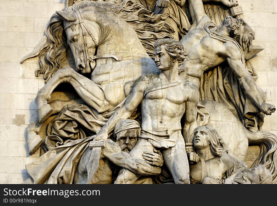 Arc de Triumph relief artwork statues. Arc de Triumph relief artwork statues