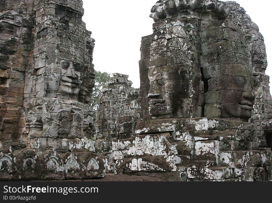 Stone sculptures in a row