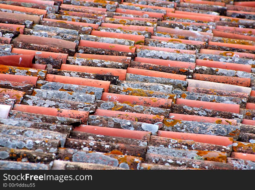 Roof-tile background in red