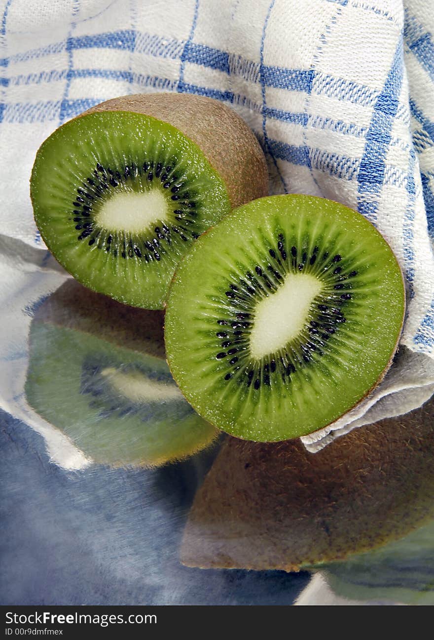 Kiwi Sliced in a Metal Dish