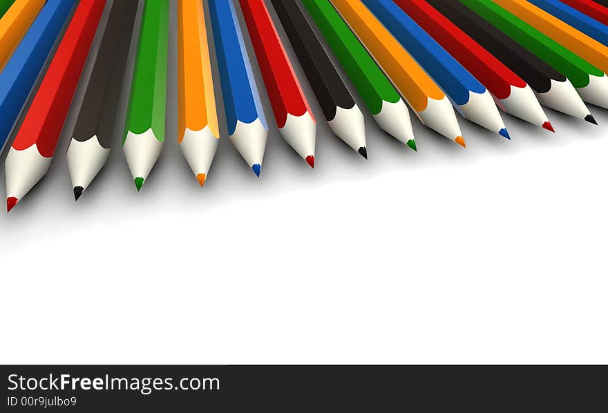 Coloured pencils - 3d render - isolated on white background