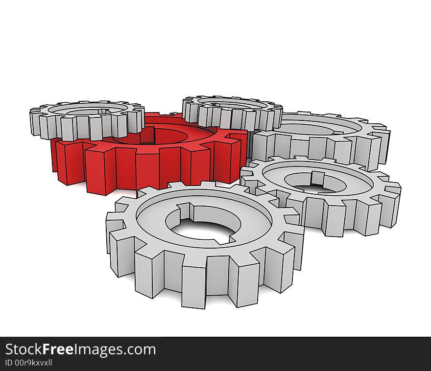 Isolated cogwheels - business network - illustration