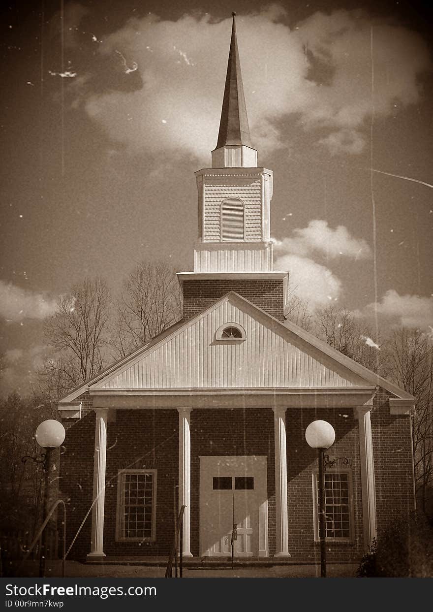 Shot of a church enhanced to look like an antique photo. Shot of a church enhanced to look like an antique photo.