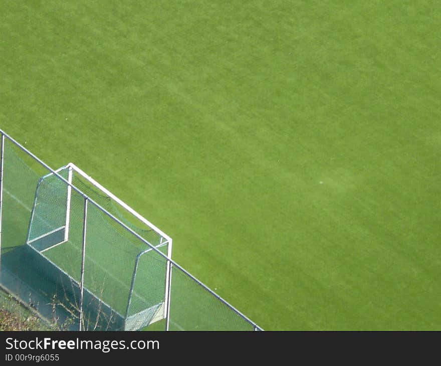 Goal of a soccer field from bird's perspective. Goal of a soccer field from bird's perspective