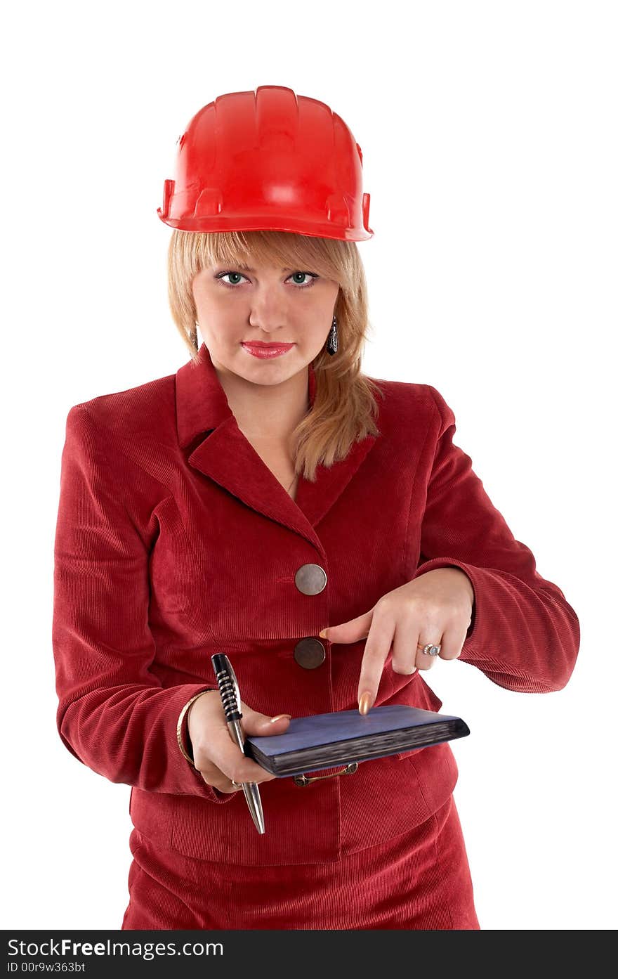 Businesswoman In Red Helmet