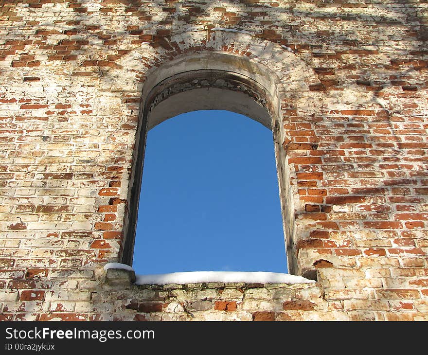 Background frame of ancient ruin arc window. Background frame of ancient ruin arc window