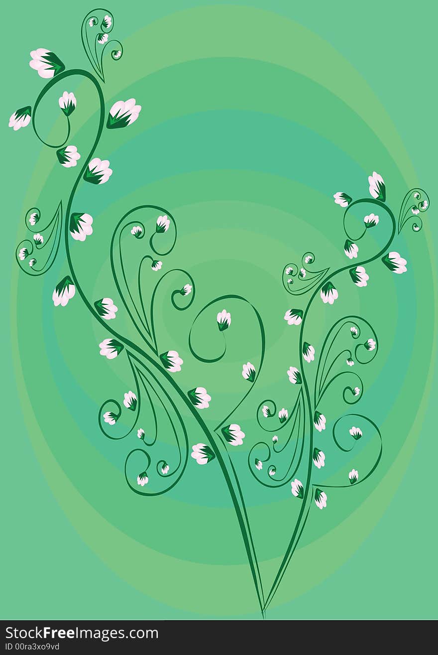 Pink flower on green background