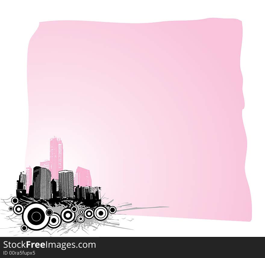 Skyscrapers with circles and place for text. Vector. Skyscrapers with circles and place for text. Vector