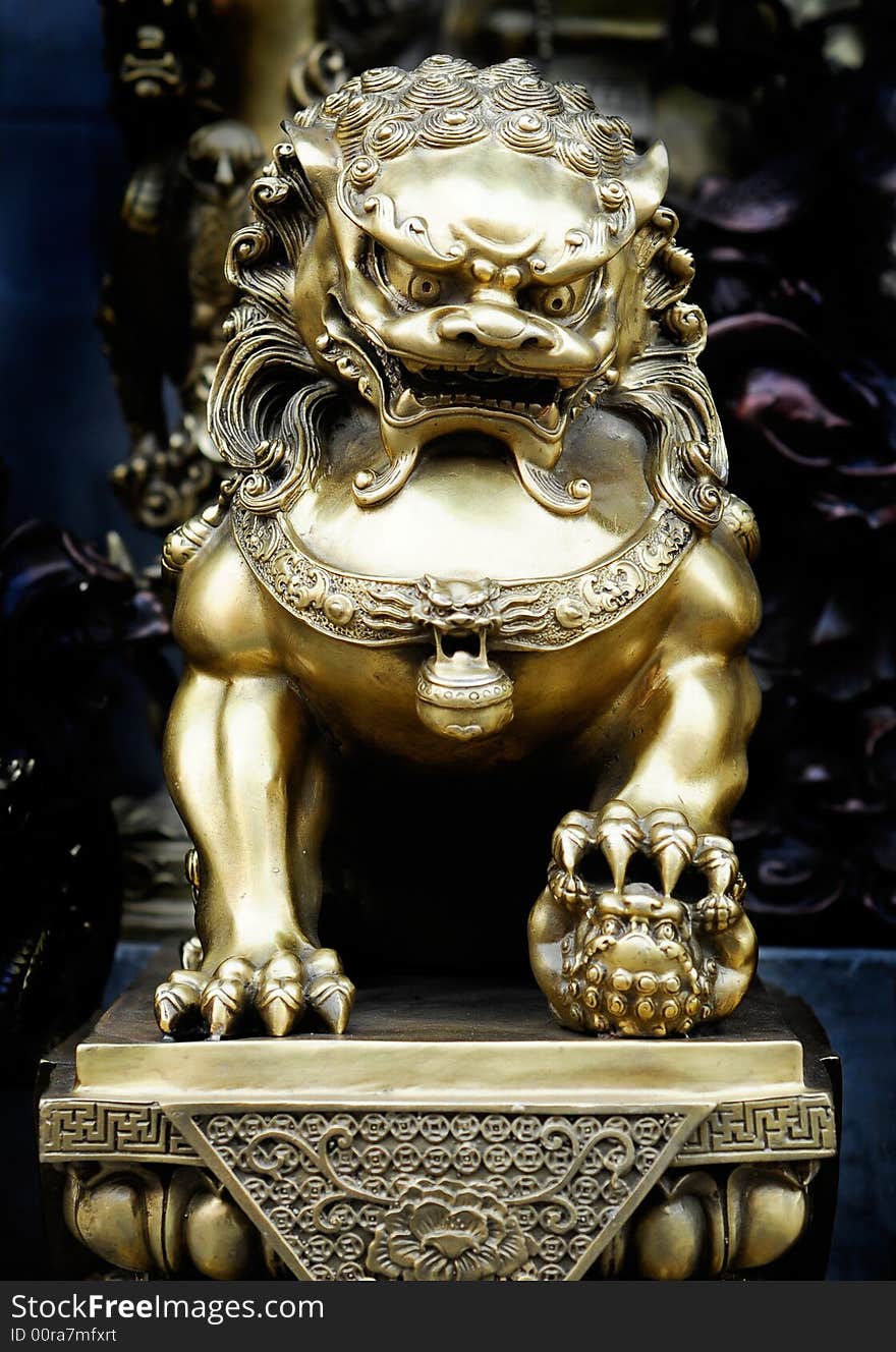 A lion made of brass. A lion made of brass