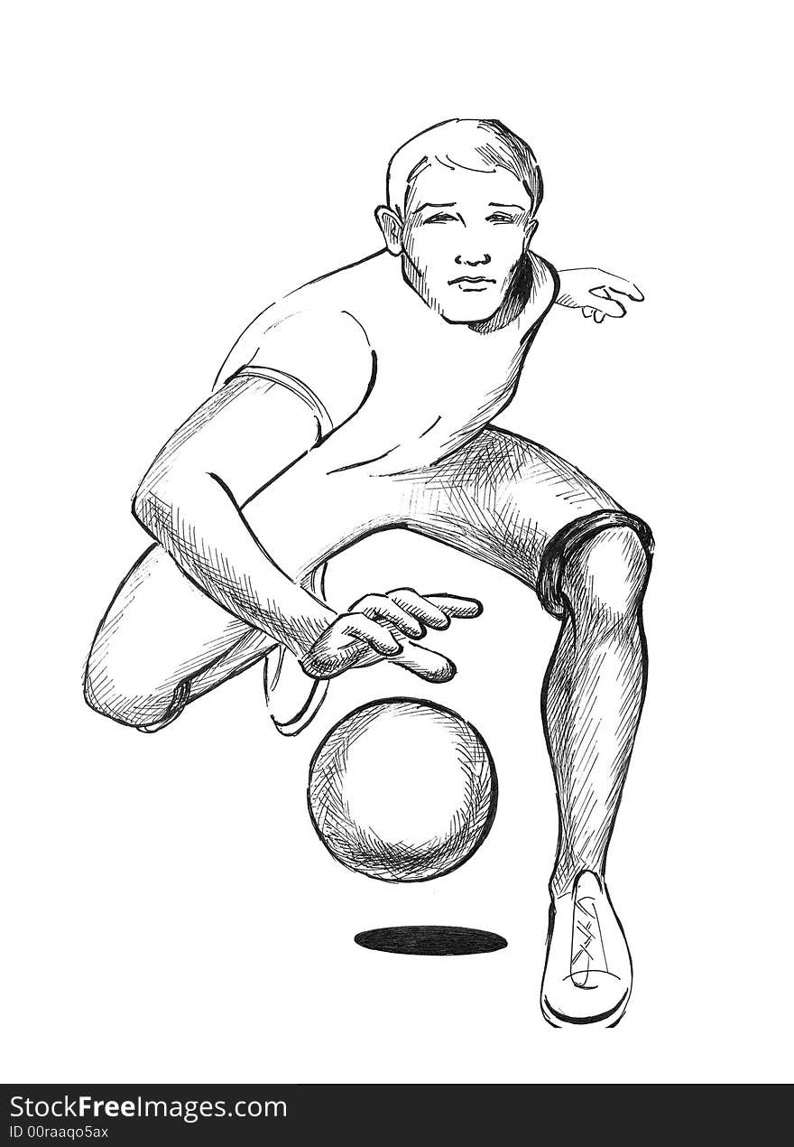 Man playing basketball black and white illustration. Man playing basketball black and white illustration