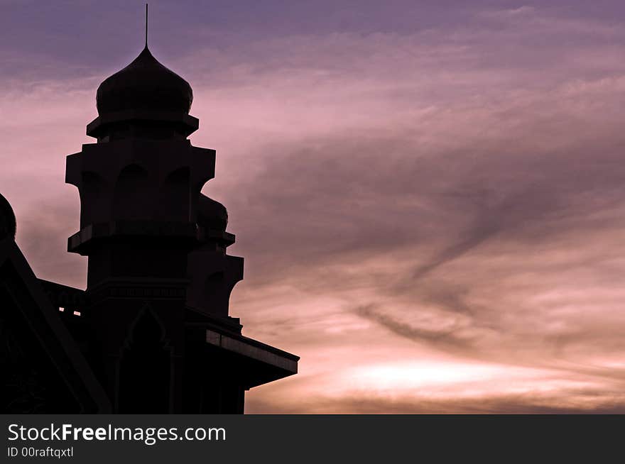 Indonesia, Java: Mosque at sunset