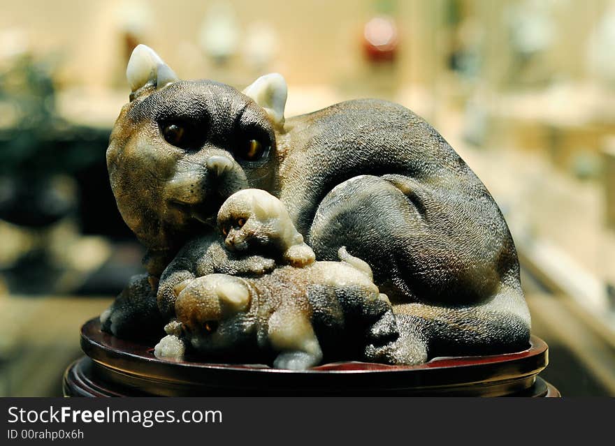 Cat sculpture made of jade. Cat sculpture made of jade