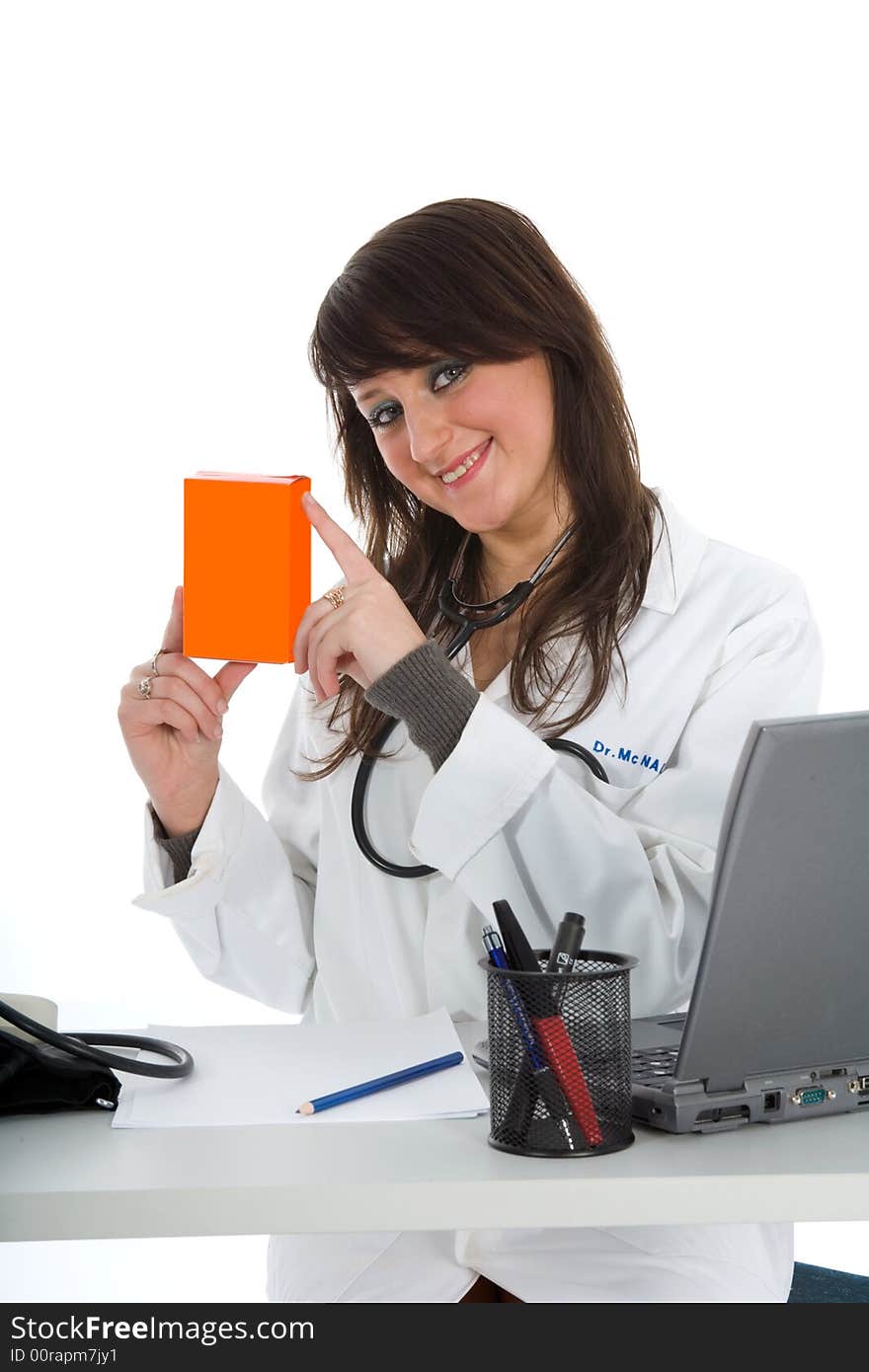 Young doctor with stethoscope on isolated background