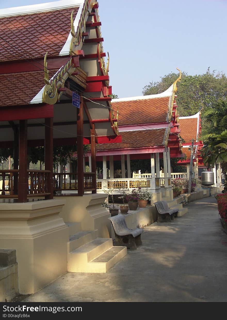 Salas at Buddhist temple, Thailand