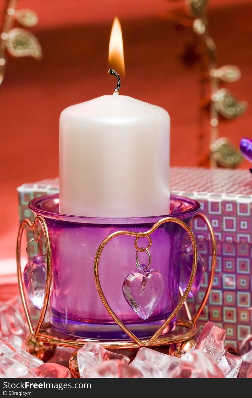 Violet candle with heart