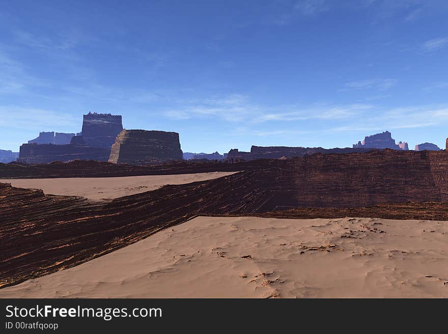 Blue Sky Sand Desert Landscape