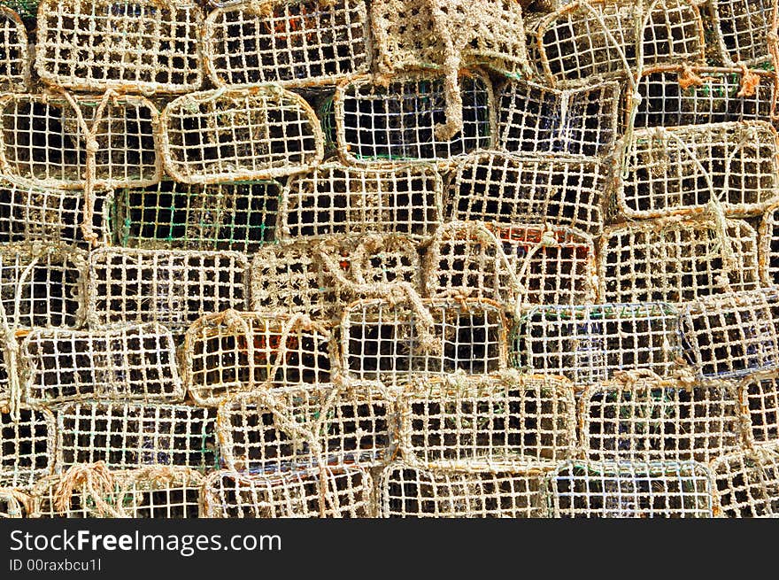 Portugal, area of Algarve, Olhao: Lobster pot at the fishing port. Portugal, area of Algarve, Olhao: Lobster pot at the fishing port