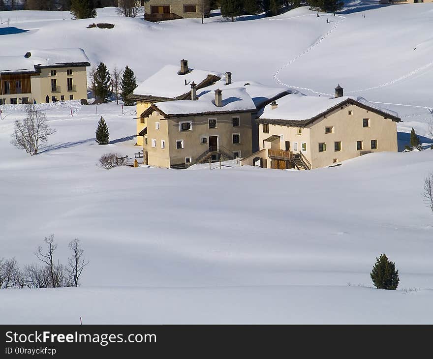 Small country between the snowy Swiss Alps. Small country between the snowy Swiss Alps