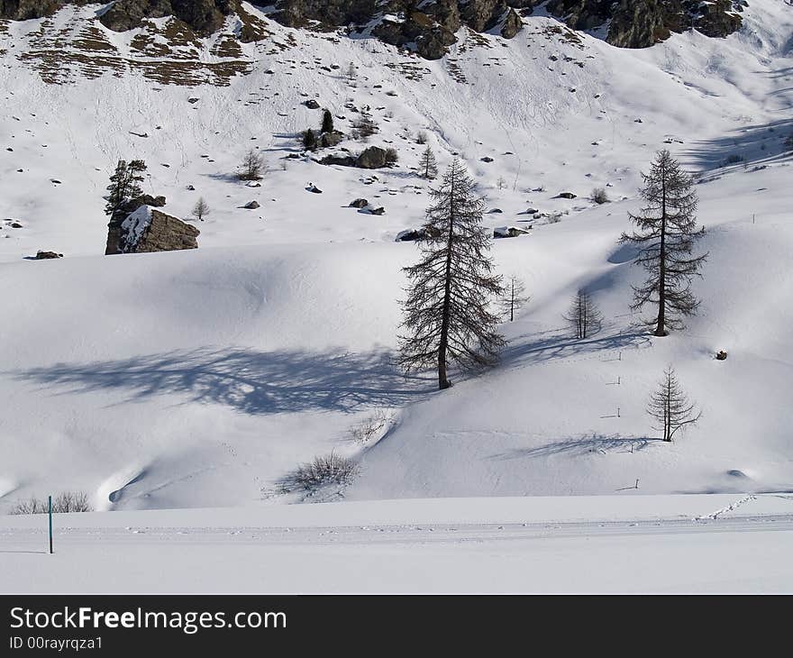 Winter landscape of the Swiss Alps