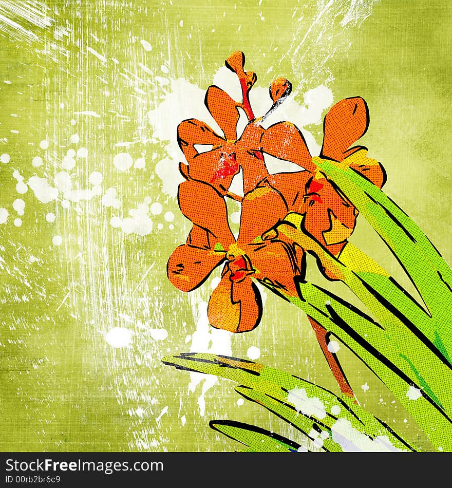 Artistic painted background with flowers. Artistic painted background with flowers