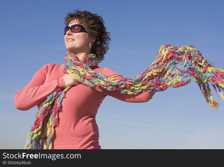 Woman in the sun, being happy, spring is coming. Woman in the sun, being happy, spring is coming