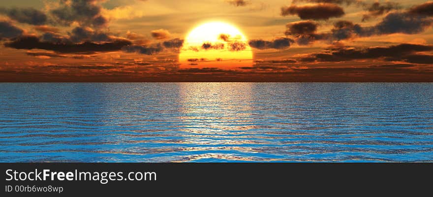 Beautiful sea and sky at sunset - digital artwork. Beautiful sea and sky at sunset - digital artwork