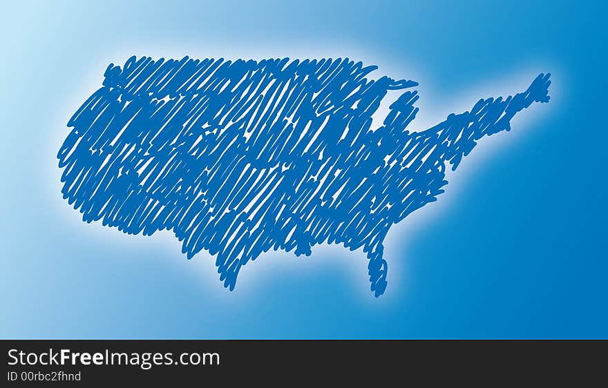 Map of the USA drawn freehand