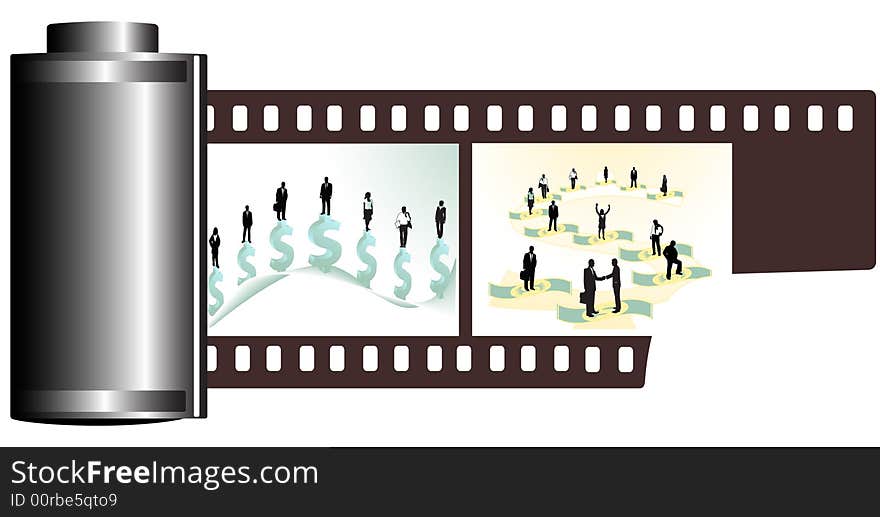 Illustration of business film, dollar, people