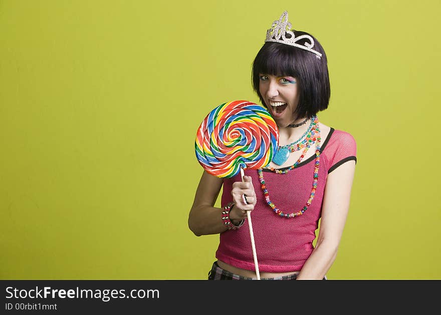 Young Punk Woman With A Big Lollipop