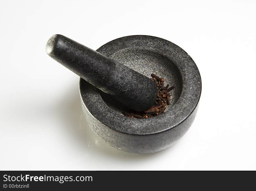 A black mortar on a white backround